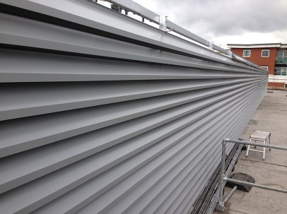 Silver louvres on a rooftop